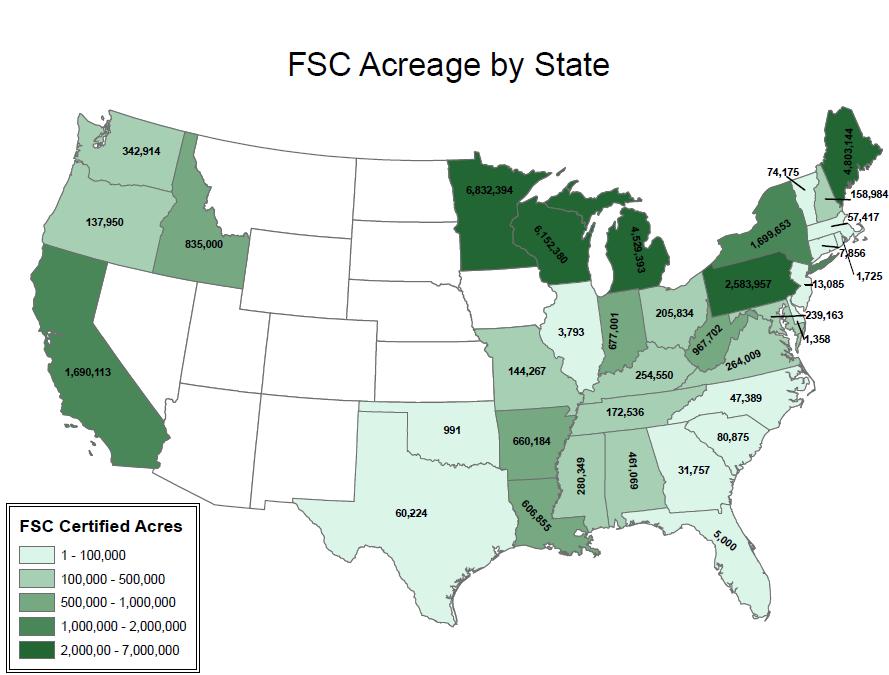 FSC -CERTIFIED ACRES IN UNITED STATES NOW 35,320,200
