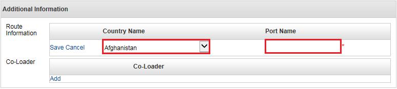 Carrier Declaration - Sea, Air, Land Custom Stations Fig-338 Select Country Name from the drop down list by clicking button Enter