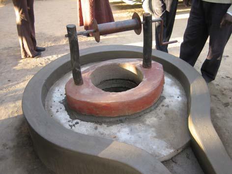 The windlass system is mounted around the well access hole leaving enough room on either side to allow