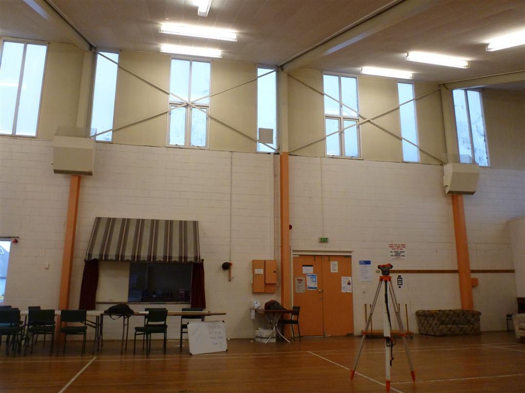 North wall of Hall showing high level wind bracing
