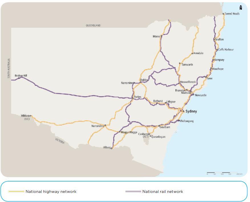 Section 5 - The Road Network This section of the report describes the existing road network, proposed road transport network and assesses the viability of a road freight hub in the study area. 5.1 The Existing Road Network The Mid North Coast has strong connectivity to the National Highway Network, with a total of 285km of highway passing through the region.