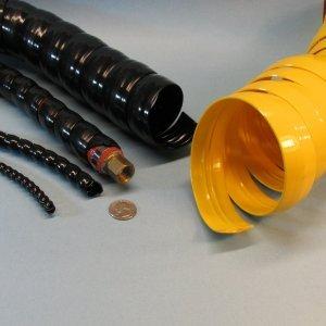 Tuff-Wrap Hard Shell Hose and Cable Protection Spiral Wrap MSHA IC-207/5 Approved Tuff-Wrap abrasion protection wrap is manufactured from highly impact resistant plasticised cellulose acetate, and is