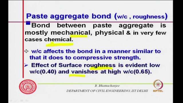 (Refer Slide Time: 06:14) So, it is mechanical bond you know mechanically you want to pull out, this is the paste so it is it could be mechanical bond sitting on the roughness of the aggregate.