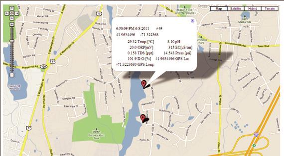 data. Users can connect to GPS tracking software such as Google Maps* to view locations where samples have been taken.