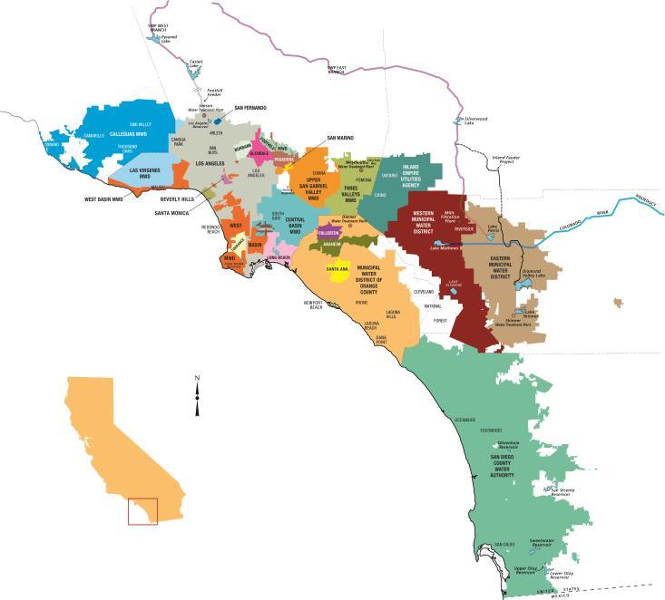 Metropolitan Water District Regional water wholesaler 26 Member Agencies 6 counties