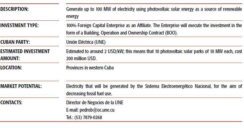SPECIFIC OPPORTUNITIES PHOTOVOLTAIC
