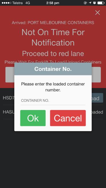 The process of completing a manual transaction will be explained through the container depots Carrier Access Arrangement When you arrive at the job location with a red lane, your notification will