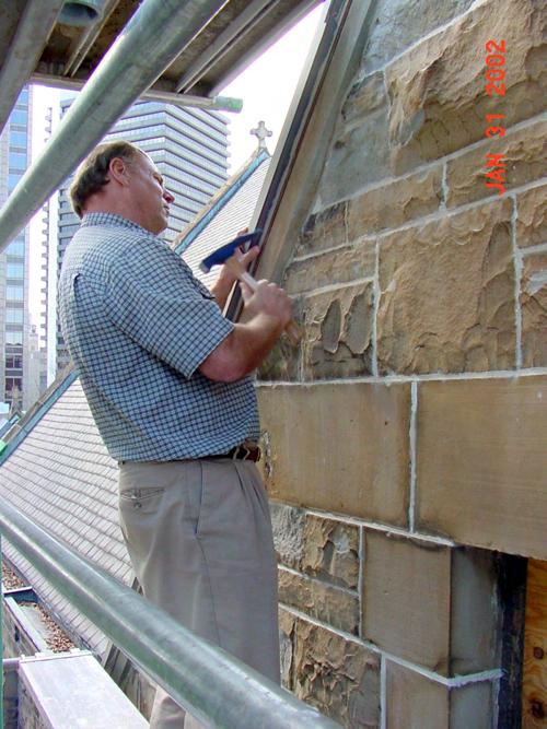 2. South Transept: 2001-2002 Initial attempts to survey the wall conditions without erecting