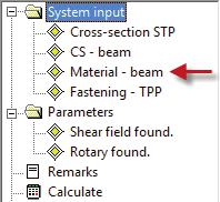 ST13 - Shear Panel Stiffness Material - beam Access the material definition dialog by double-clicking on the item Material - beam in the main menu.