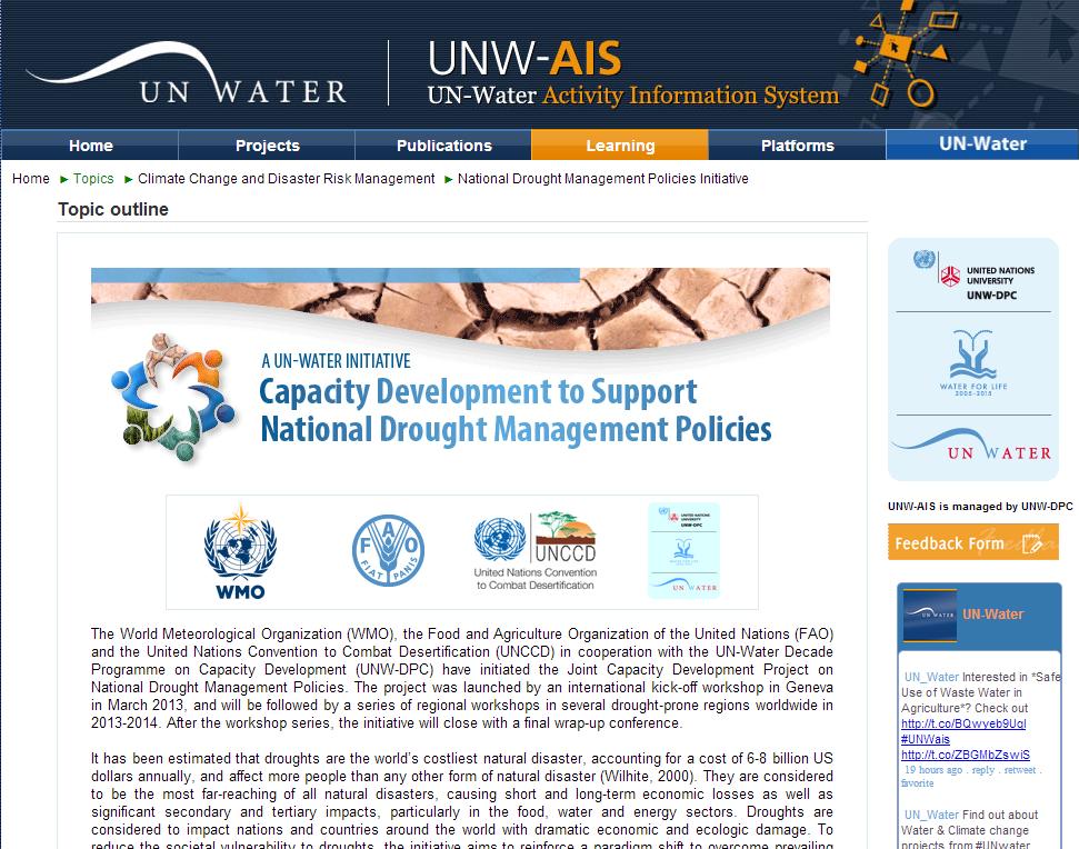 NDMP on UNW-AIS Documents the activities of the