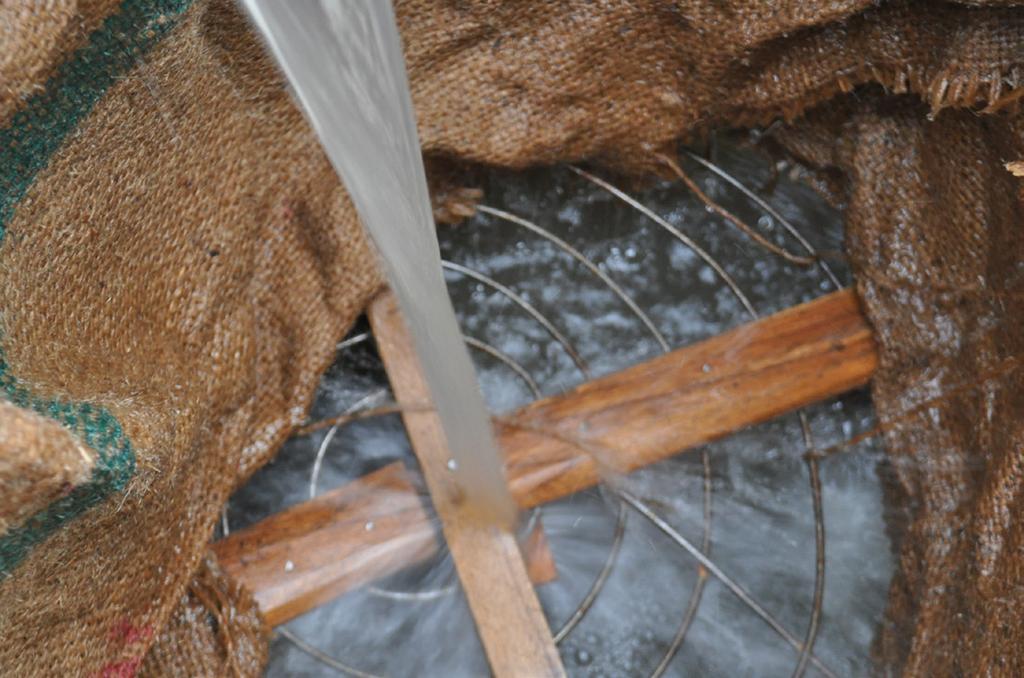 Soak the sisal bags/sheets in water and line
