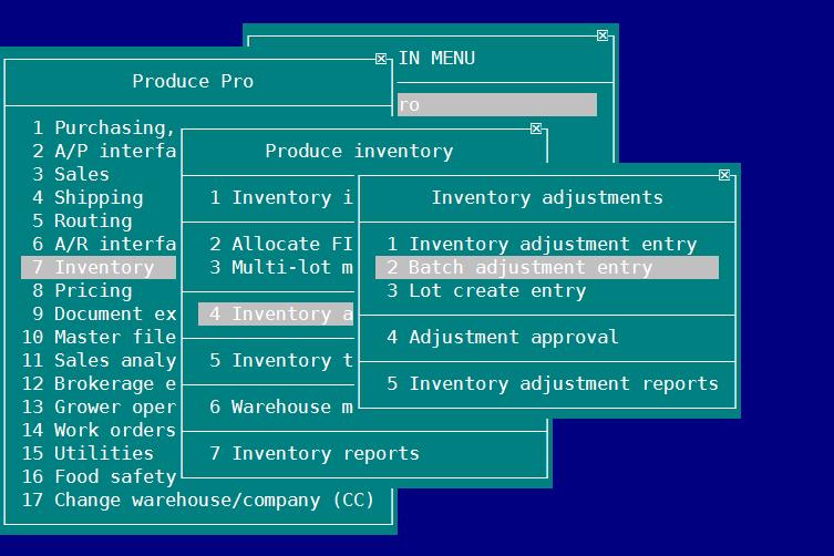Batch Inventory Go to: Produce Pro >> Inventory Adjustments > Batch Adjustment Entry From the Inventory Adjustment