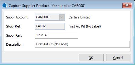 Supplier Products If you haven t used this Supplier to order a Stock Item before, you will be prompted on whether you would like to create a Supplier Product.