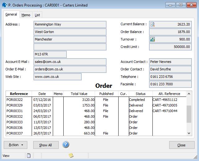 Main POP Screen The raising of orders holds the goods/services as outstanding for both deliveries and invoices.