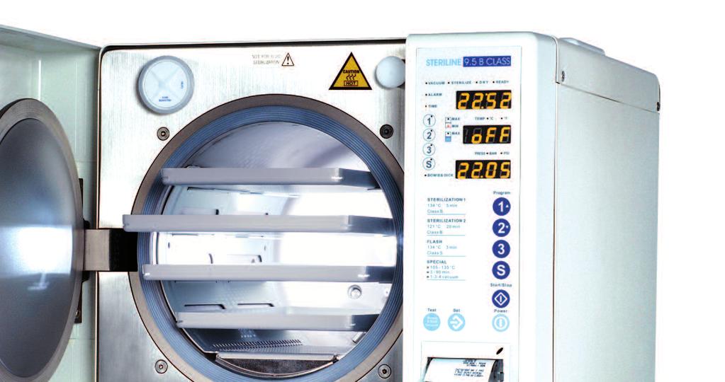 The state of the art in sterilisation When technology simplifies operation Pre and Post vacuum system The STERILINE 9.5 B systems utilize a powerful pump for the air exhaust.