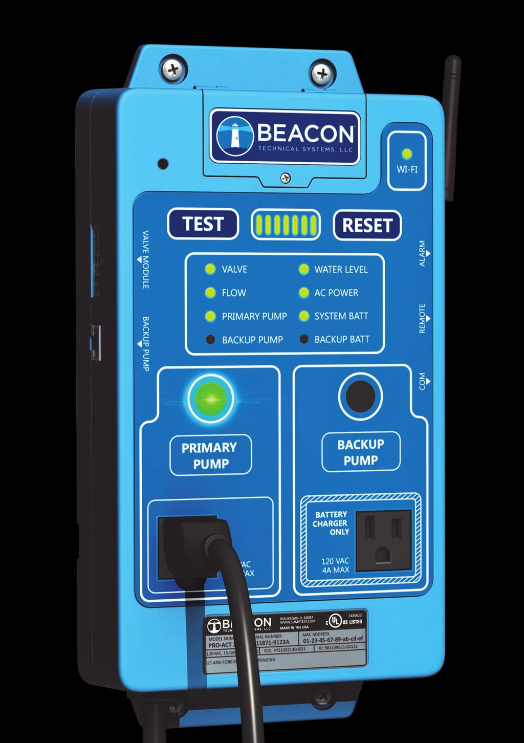 TM Installation Guide for the Beacon ProActTM 200 System Single AC or Dual AC Sump Pump Installation 1 AC Primary Pump or 2 AC Pumps with Auxiliary Alternator BEACON recommends that this product,