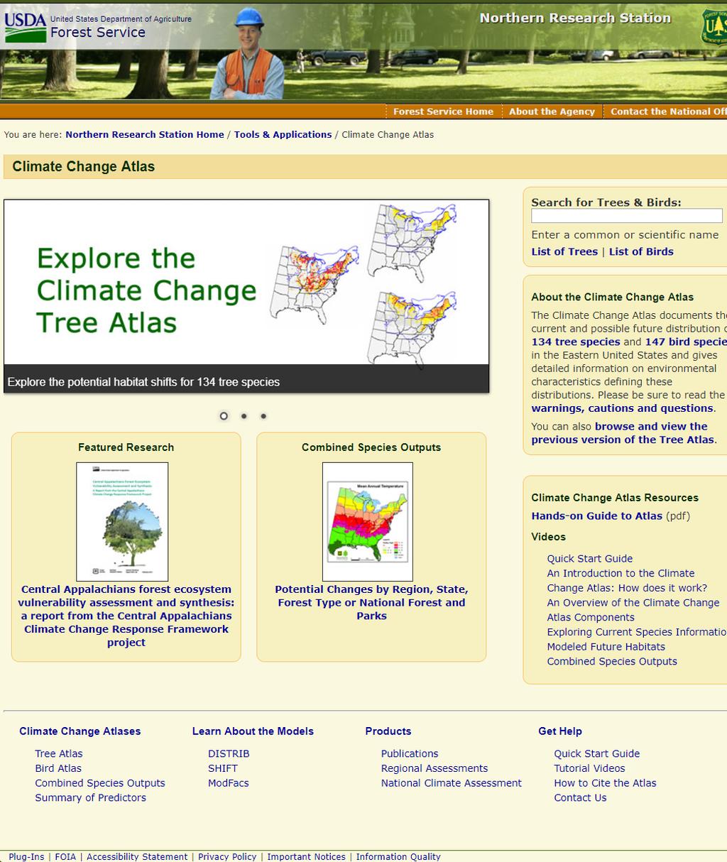 CHANGING HABITAT SUITABILITY: TREE ATLAS 134 Eastern Tree Species Based on statistical relationships between FIA data and
