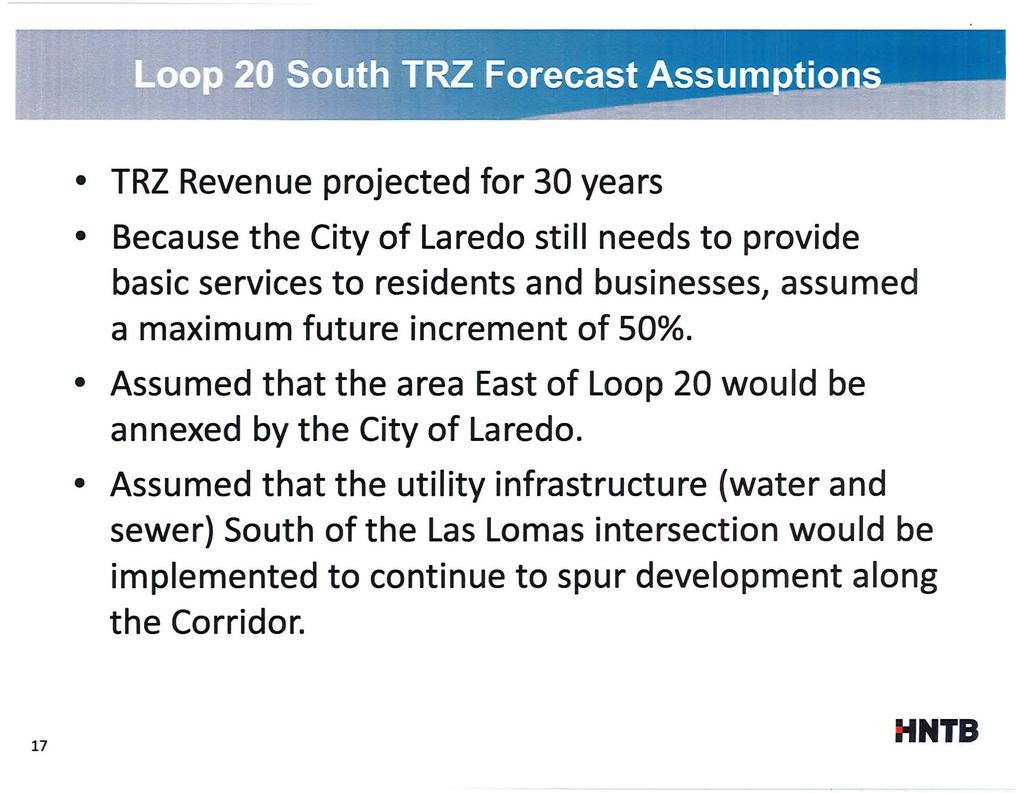 TRZ Revenue projected for 30 years Because the Cty of Laredo stll needs to provde basc servces to resdents and busnesses, assumed a maxmum future ncrement of 50%.