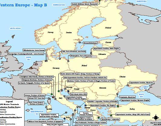 projects (Albania, Croatia, Cyprus, Germany, Ireland, Netherlands, Poland, Romania, Ukraine) LNG terminals in the world: