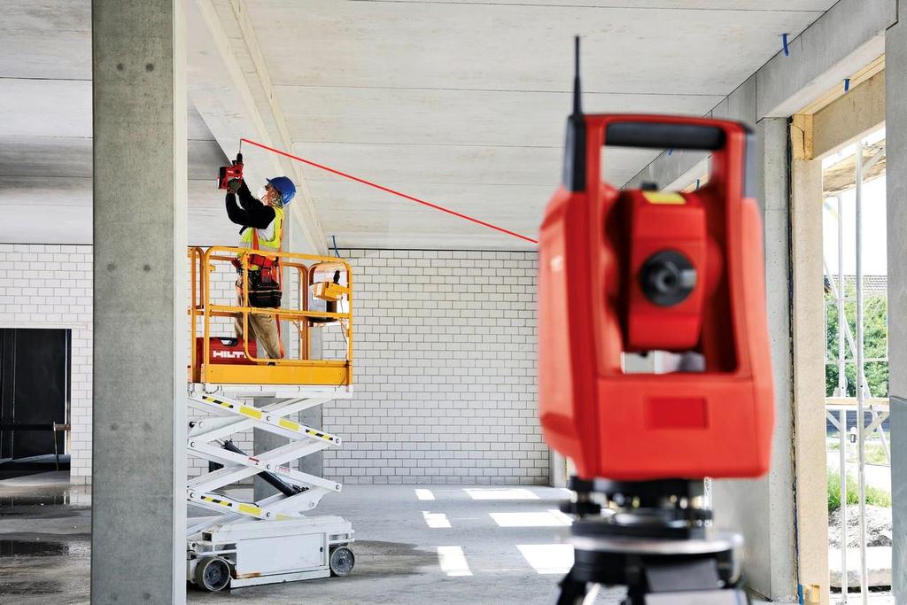 FIGURE 12: ONSITE USE OF A TOTAL STATION TO BRING A BIM-MODEL TO THE JOBSITE For the correct preparation of the BIM model, Hilti has developed different plugins for AutoCAD and Revit.