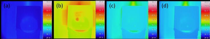 Fig. 7. The temperature changes inside the insulated box over a duration of 10 min captured by IR camera.