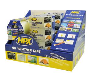 PROMOTIONAL DISPLAYS 10 ALL WEATHER TAPE Inconspicuous reinforcement and repair of cracked windows, greenhouses and canvases Suitable for all weather conditions UV resistant Can be torn by hand