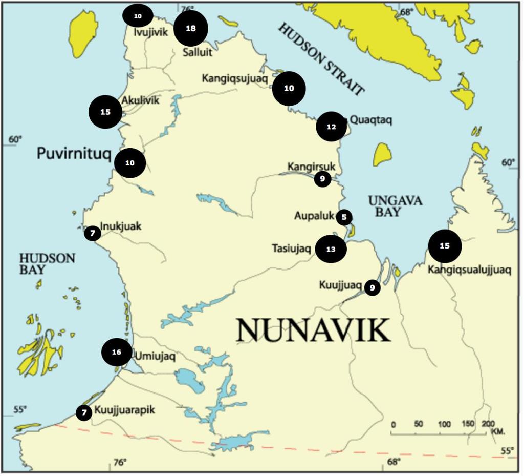 Example of a cross-cutting project : ADAPTATION POLICY AND PRACTICE IN NUNAVIK (4) (J. Ford /McGill ; 2016-2017) WHERE?