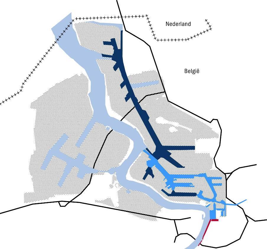 Development of the port Scheldt Road infrastructure Border Portarea Pre 19th century: Old river