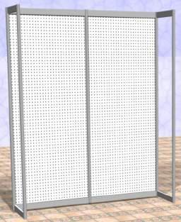 Perfboard holes are 1/8 Diameter. Number of panels required depends on booth size.