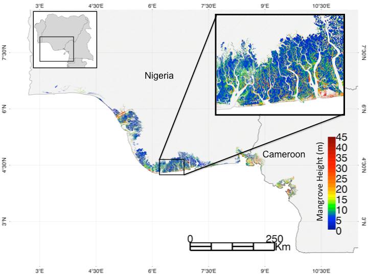 Height and Biomass Map of All Mangrove Forests of Africa Fatoyinbo & Simard, 2011 Country Mean height in m Total biomass in Mg Mean Biomass in Mg/ha Angola 7.6 2,226,915 144 Benin 3.