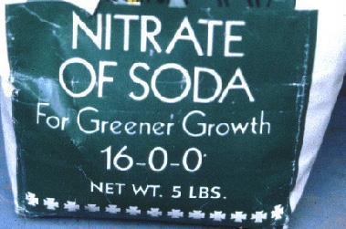 Chilean nitrate 16-0-0 highly soluble, thus available to plants NaNO 3 mined from a desert in northern Chile