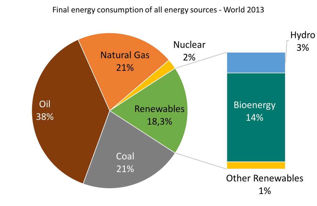 Gross final energy consumption The share of renewables has increased to 18.