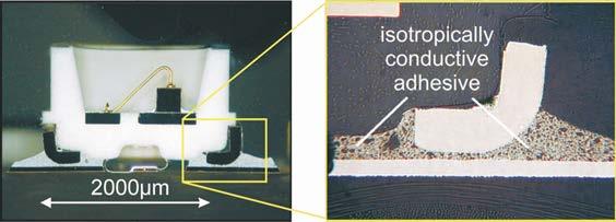 Isotropic conductive adhesives Isotropic conductive adhesives are filled with conductive particles (usually silver) with sufficient density to ensure high conductivity in all directions (isotropic)