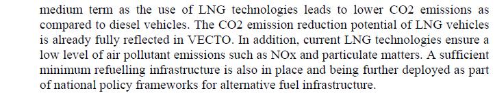 HDV CO 2 standards Natural Gas Inclusion of LNG as strategic solution: But