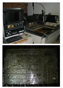 For the tensile tests, 5 specimens were taken from each plate. Plates were cut from the composite plates to the desired dimensions on Water Jet Cutting Machine OMAX Jet Machining Center 2626 (fig.