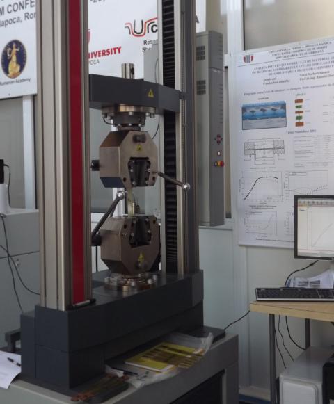specimens, the breaking strength, the elasticity modulus and the maximum strength. For fixing, longitudinal axis of specimens must be aligned to the test machine columns. Speed test was 2 mm/min.