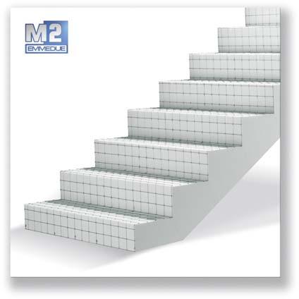 Supply of Emmedue staircase panel PSSC, consisting of one polystyrene block with density 15 kg/m 3, suitably shaped for every type of step, and reinforced with two metal meshes of mm. 2.