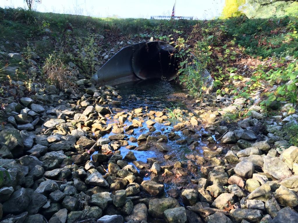 Looking south (upstream) at outlet pipe end