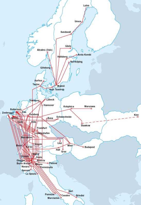 9 Hupac - Systems for combined transport Main achievements Hupac operates a network of 110 trains every day between Europe's main economic areas.