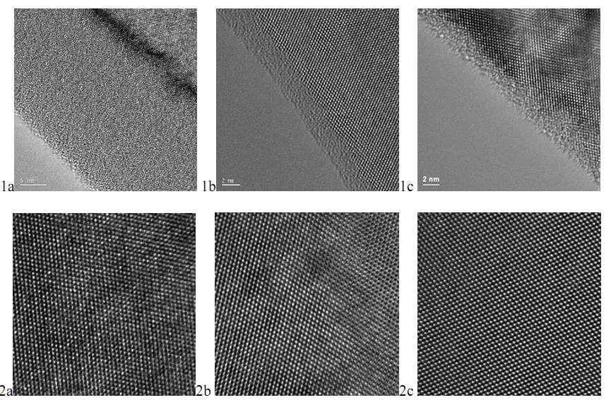 Cs corrected HRTEM micrographs of [110] Si FIB polished at (a) 30 kev,