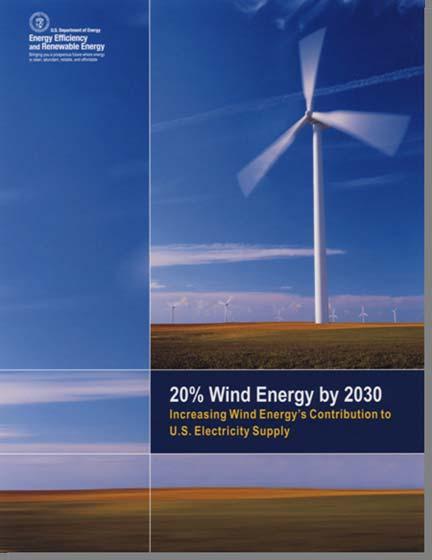 The 20% Wind Report Informs Our RD&D The Process/Report was: A collaborative effort of government and industry (DOE, NREL, and AWEA) to explore a modeled energy scenario in which wind provides 20% of