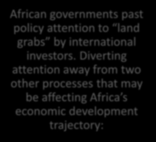 Diverting attention away from two other processes that may be affecting Africa s economic development trajectory: The pace
