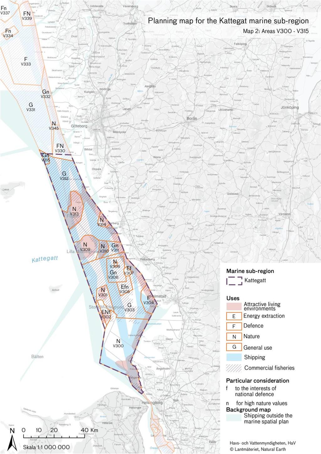 Swedish Agency for Marine and Water Management 2018 Figure 7 Planning map for the Kattegat marine sub-region.