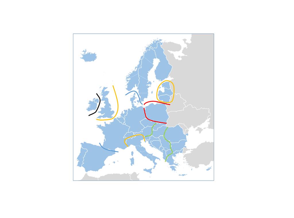 5.1 23: main boundaries for electricity exchange and interconnection targets For 23, the analysis of the way the development of the grid can address future system needs focuses on main European
