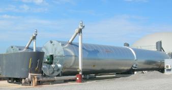 As an alternative, it can be treated in a biogas upgrading plant, and the resulting biomethane fed into the natural gas pipeline system. Horizontal digester made of steel.