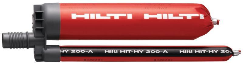 HIT-HY 200 injection mortar Anchor design (ETAG 001) / Rebar elements / Concrete Injection mortar system Benefits Hilti HIT - HY 200-A 330 ml foil pack (also available as 500 ml foil pack) Hilti HIT