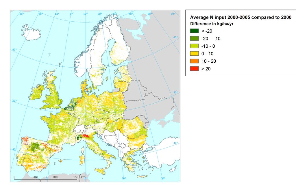 Mapping the Pressures - Change over Time Trends in average Nitrogen