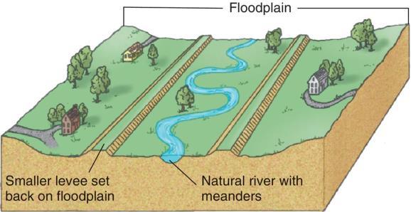 floodplains to flood (Next slide) Left: Traditional