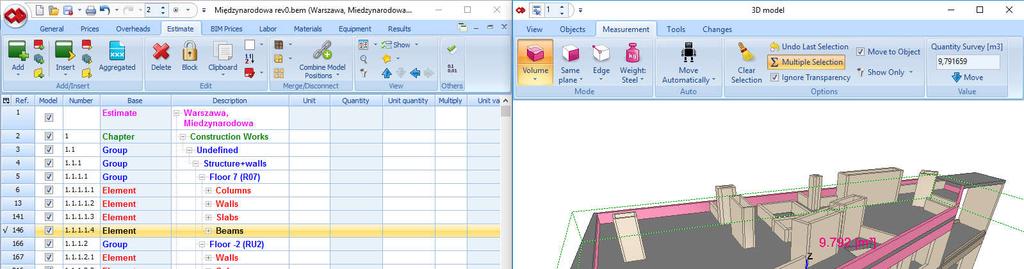 An example of BIM-based cost estimation software: BIMestiMate