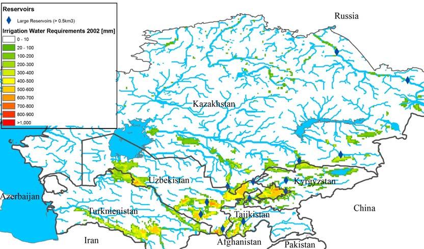 Irrigation water requirements 2002 The UNH Water Balance Model has the capability to estimate potential irrigation using existing maps of irrigated regions.